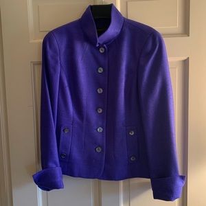Size 4 Nina McLemore 100% silk royal purple tweed jacket